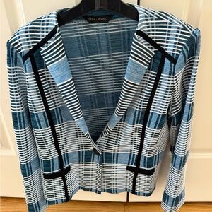 Ming Wang Green and White Plaid Blazer